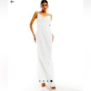 Never worn: Vila bridal cowl neck textured cami maxi dress with low back US 2